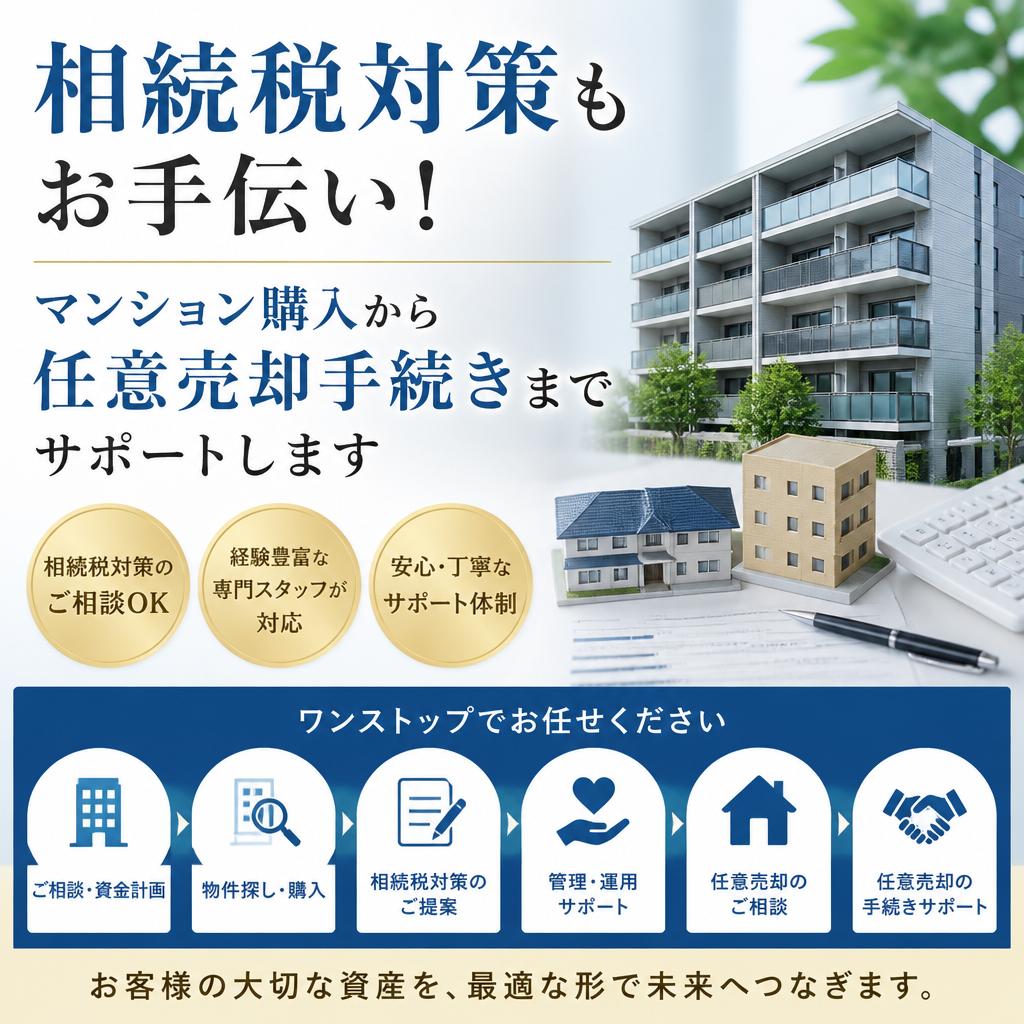 相続税対策もお手伝い！マンション購入から任意売却手続きまでサポートします