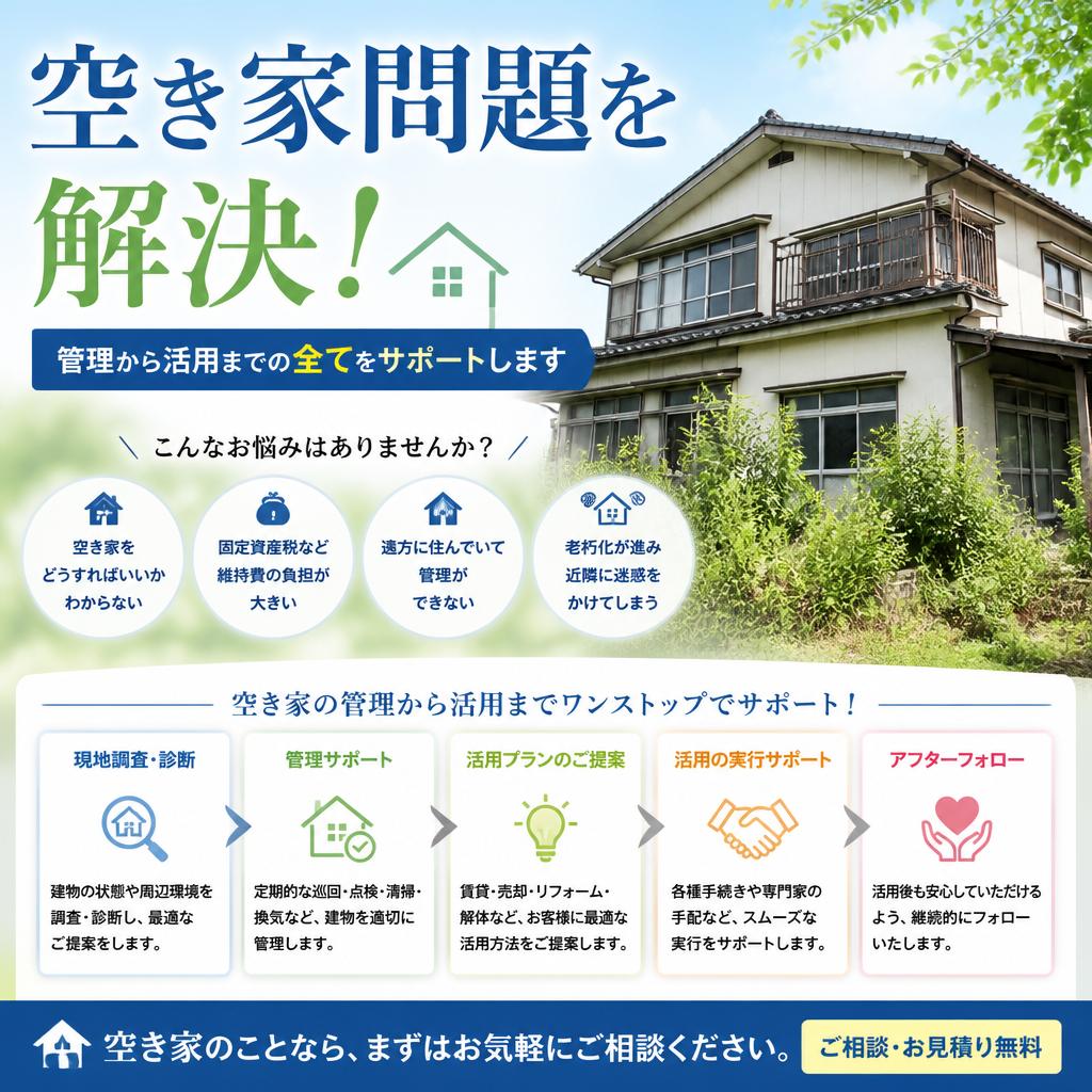 空き家問題を解決！管理から活用までの全てをサポートします