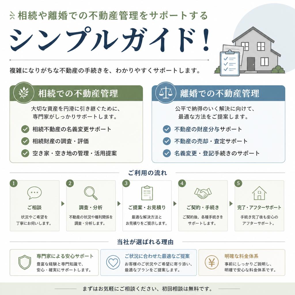 相続や離婚での不動産管理をサポートするシンプルガイド！