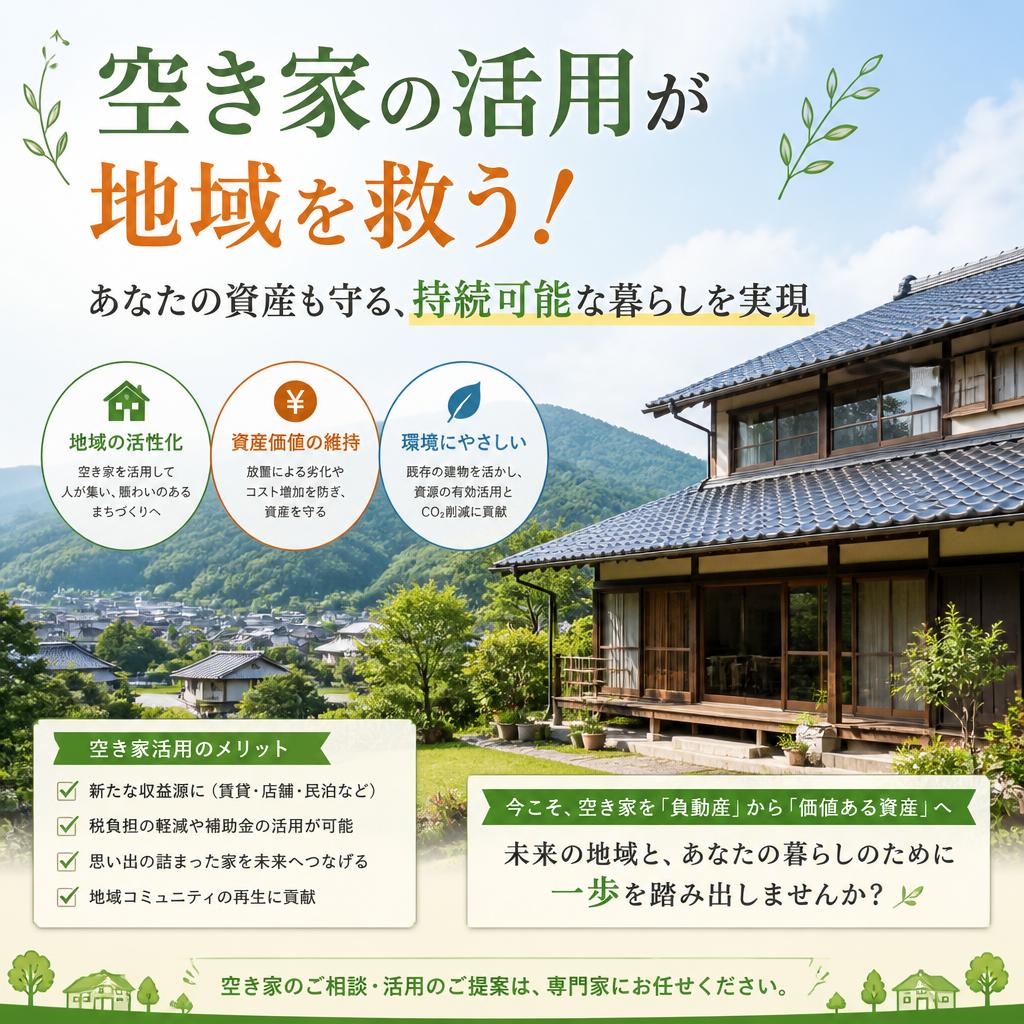 空き家の活用が地域を救う！あなたの資産も守る、持続可能な暮らしを実現